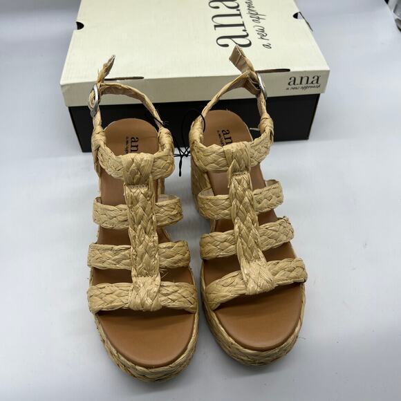 a.n.a Womens Merlin Wedge Sandals Brown Natural Size 9M - Picture 3 of 15